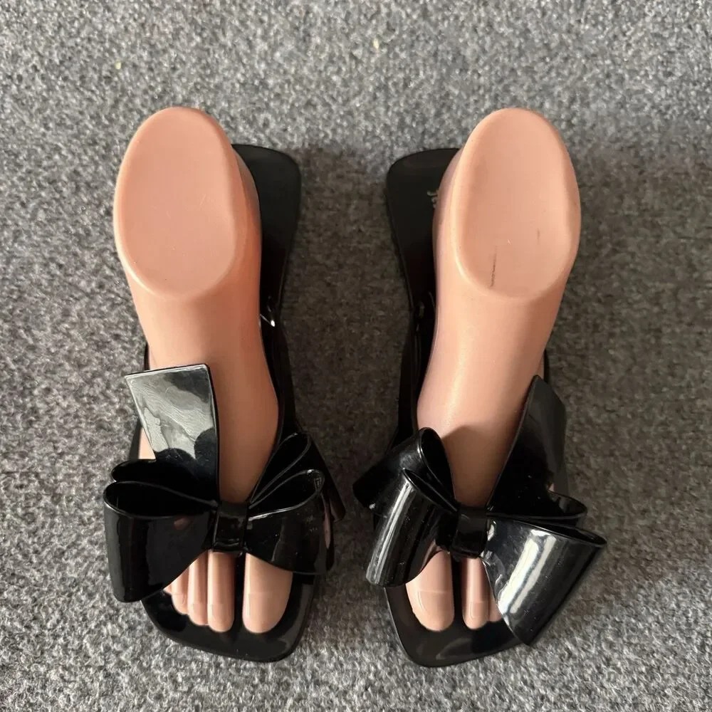 Jeffrey Campbell Sugary Jelly Bow Flip Flop Sandals Women’s 40 US 9 Thong Black